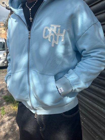 Distressed Hoodie-SKY
