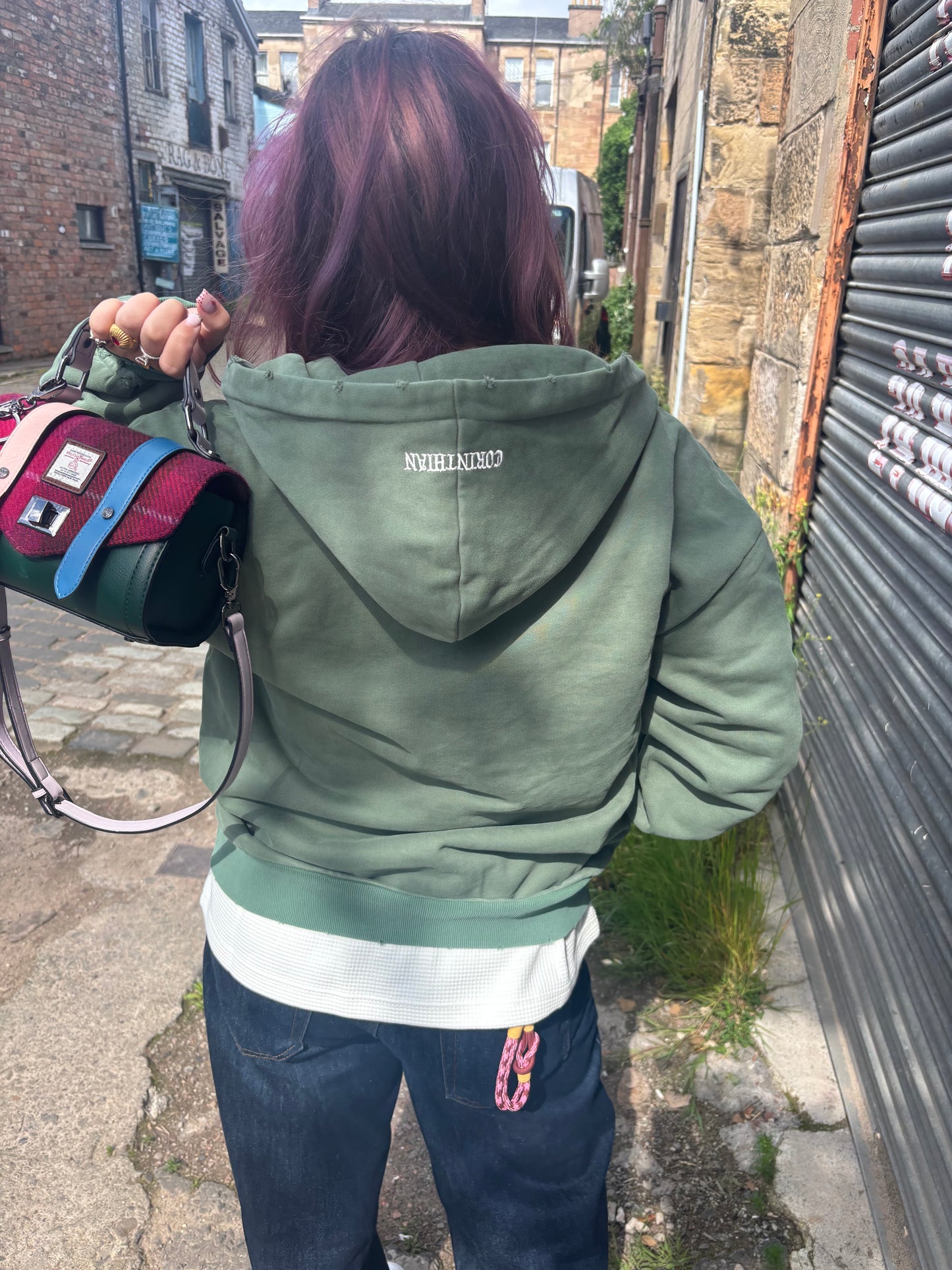 Distressed Hoodie-MOSS